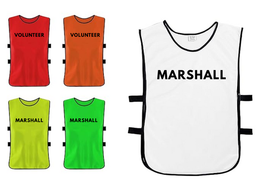 Pack of 12 MARSHALL or VOLUNTEER Event Bibs